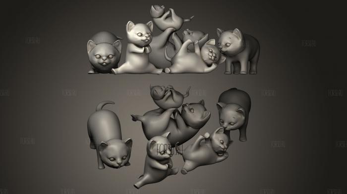 Playing Cats stl model for CNC